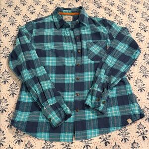 Field & Stream Blue and Teal Plaid Flannel Shirt